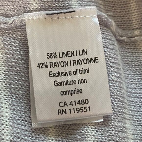 Gentle Fawn Lilac & White Striped Linen-Blend Henley Top – Size L - Picture 4 of 10